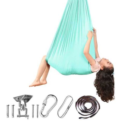 Entraînement sensoriel au swing, hamac de yoga aérien, hamac vert lac 280150cm (plaque balançoire + serrure) (1/5)