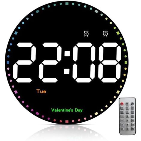Horloge murale numérique 10 pouces, grande horloge murale numérique, horloge murale numérique à LED pour salon, bureau, chambre, personnes âgées et adultes (1/5)