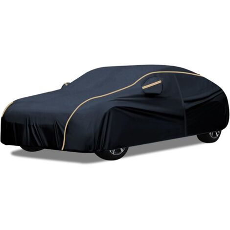 Housse de protection pour voiture, imperméable, respirante, anti-poussière, anti-rayures, résistante à la chaleur et aux UV, avec sac de rangement (noir) (1/5)