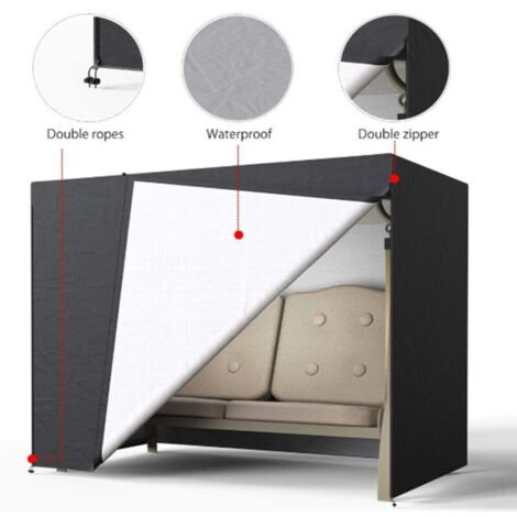 Housse de protection pour balancelle - Imperméable - Anti-UV - Résistante à l'hiver - Tissu Oxford 190T - 220 x 125 x 170 cm - Pour balancelle - noir (1/5)