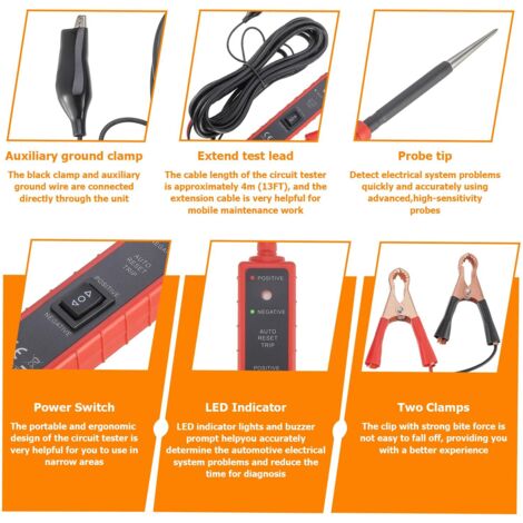 All-Sun EM285 Kit de sonde de circuit électrique, testeur de circuit électrique automobile, diagnostic du système électrique de voiture 6-24 V CC