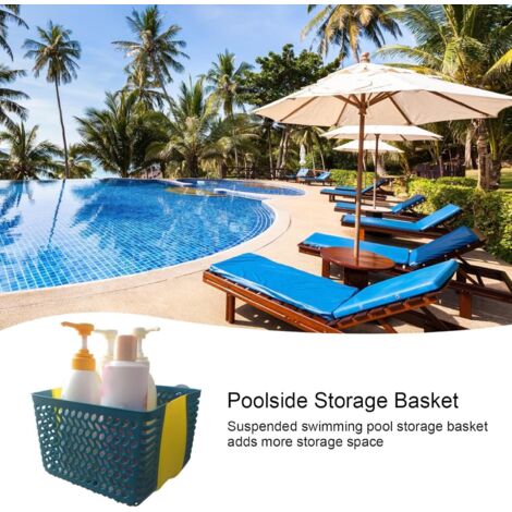 Table d'Appoint et Panier de Piscine Hors Sol en Plastique Épais - Support avec Porte-Gobelets pour Accessoires