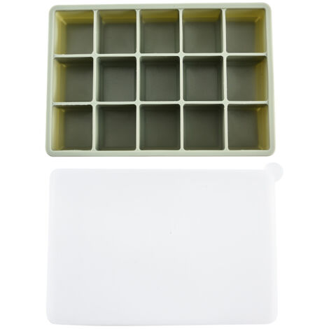 Bacs à glaçons, Plateaux à Glace réutilisables pour congélateur, 15 moules à glaçons Flexibles en Silicone avec Couvercle Amovible pour Boisson，vert (1/5)