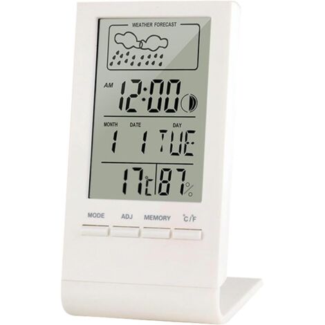 Station météorologique numérique intérieur/extérieur avec Horloge Radio-pilotée, Affichage des Tendances et Date/Jour de la Semaine – Thermomètre connecté pour Maison et Bureau