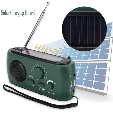 Radio Solaire à Manivelle - AM/FM Avec Lampe LED Et Chargeur Téléphone