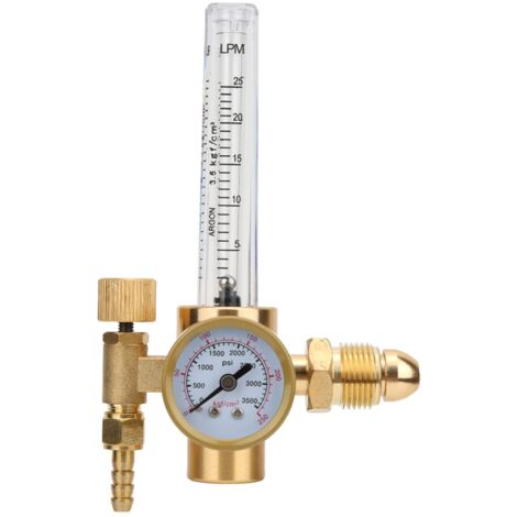Régulateur de Gaz Argon, Adaptateur de Régulateur de Soudage Tout en Laiton avec Débitmètre Régulateur de Soudage G5/8 Filetage Mâle Argon Co2 Mig Tig Débitmètre Régulateur