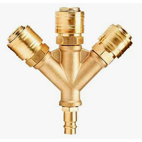 Raccord Air Comprimé à 3 Voies avec 3 Raccords,3 voies Raccord air Comprimé avec 3 Raccords Distributeur D’air Comprimé 3 Voies avec Raccords 1/4 (1/5)