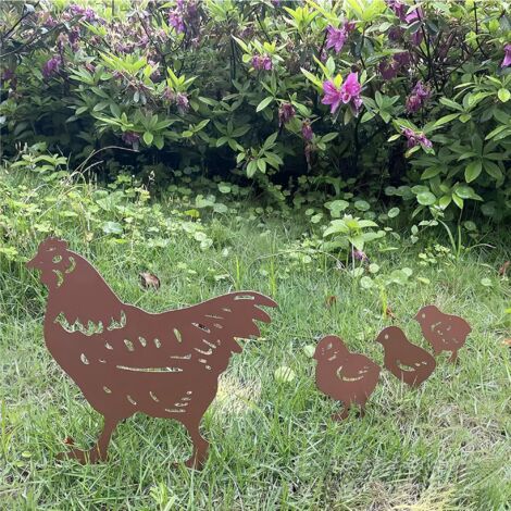 Poule Décoration Jardin En Résine Jaune - Figurine Drôle Pour Extérieur Et Intérieur