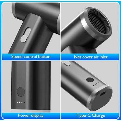 Dépoussiéreur Puissant 110000 RPM Souffleur Air Comprimé Sans Fil 5000mAh - Nettoyage Ordinateur, Clavier, Voiture