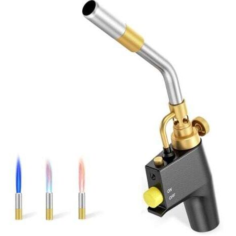 Chalumeau au propane, torche à gaz à allumage automatique Chalumeau à souder avec flamme réglable, chalumeau à gaz propane pour plomberie, soudure, brasage