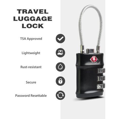 Cadenas TSA - Combinaison à 3 chiffres [Zinc Alloy]- TSA approuvée