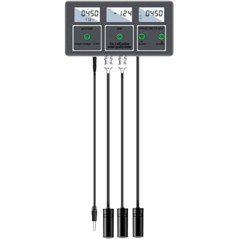 Testeur de qualité de l'eau avec application de température, 8 en 1 pH / ORP / EC / tds / Salt / s.g / / temp, connexion wifi, contrôle via l'application piscine et aquarium, prise UE. (1/5)