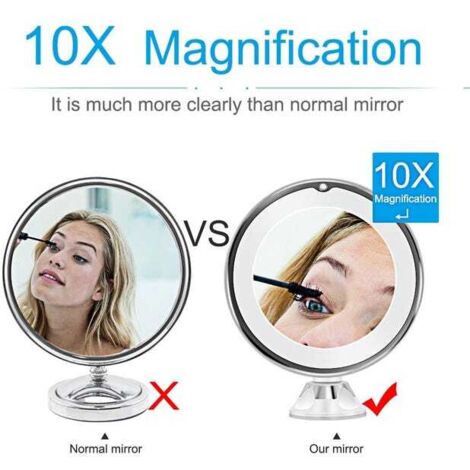 Miroir De Maquillage Grossissant 10X - 2 Pièces Avec Ventouses - Pour Salle De Bain Ou Table - Neuf - Pratique