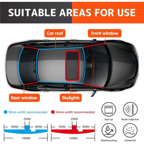 Joint En Caoutchouc Adhésif Pour Pare-brise De Voiture Pour Isolation Thermique Et Acoustique 19 Mm X 4 M 92539102