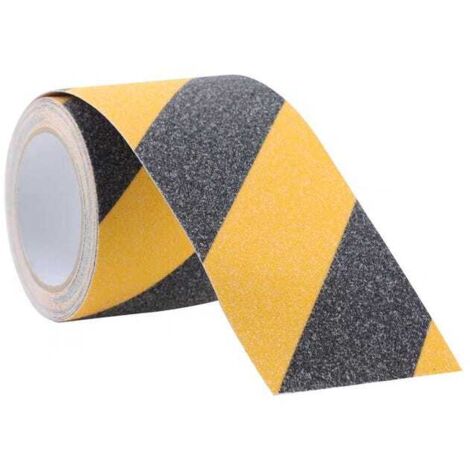 Ruban antidérapant pour escaliers, ruban de sécurité, ruban antidérapant jaune et noir, ruban d'avertissement (10 cm x 5 m) (1/5)