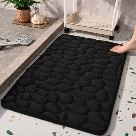 Tapis antidérapant pour entrées et salles de bains, Tapis antidérapant en mousse à mémoire de forme, paillasson gaufré, noir, 5080cm (1/5)