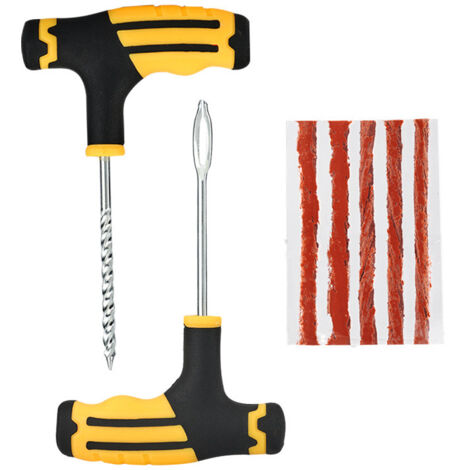 Kit de réparation de crevaison de voiture, kit mécanique de pneu de voiture, y compris la ceinture de réparation de pneu, 1 perceuse de fil, 1 perceuse de fourche, pour voiture, moto, ATV、 Tracteurs (1/5)