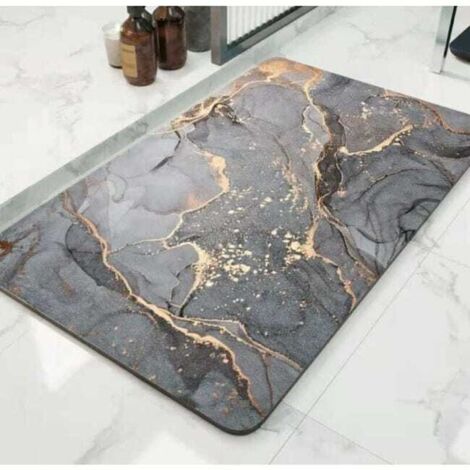 Tapis de bain en terre de diatomées, séchage rapide, absorbant l'eau, résistant à la moisissure, lavable 4 couches (40 × 60 cm) (1/5)