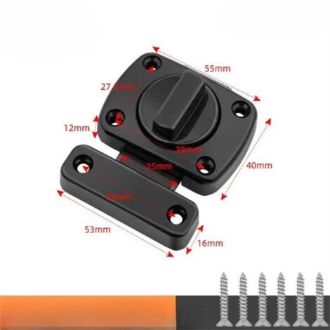 Serrure de Porte Universelle pour Chambre - Sécurité - Modèle vissé (vis incluses) Noir Longueur 5.5 cm Grand (1/5)
