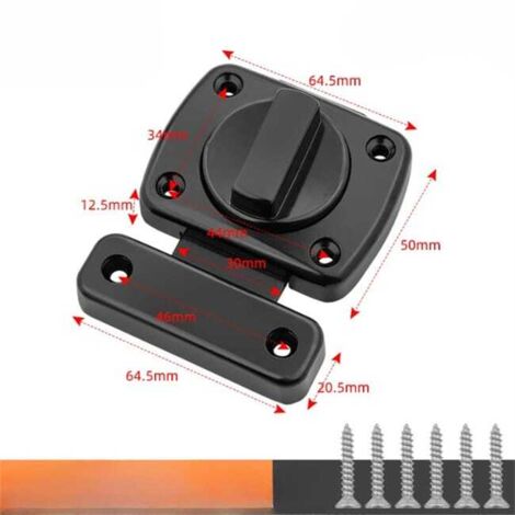 Serrure de Porte Universelle pour Chambre - Sécurité - Modèle vissé (vis incluses) Noir Longueur 6.45 cm Très grand (1/5)