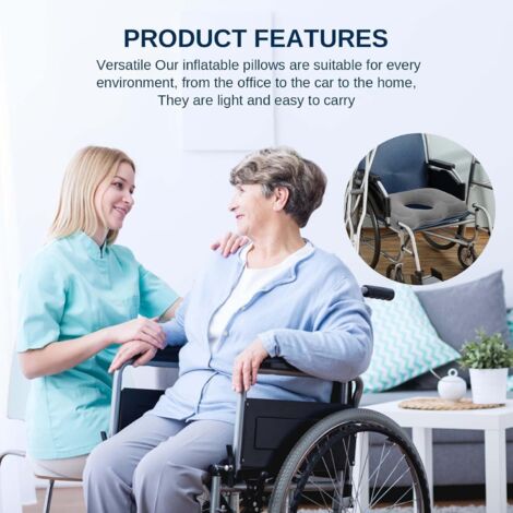 Coussin D’Assise Gonflable Anti-Hémorroïdes Et Coccyx – Coussin Ortho Pliable Avec Pompe, Soulagement Douleur Grossesse & Escarres, Gris