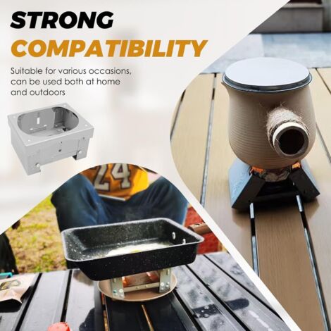 Azwood Réchaud Pliable à Combustible Solide – Mini Format De Poche 98x75x20 Mm, Acier Galvanisé, 7 Kg, Coupe-Vent, Idéal Camping Randonnée