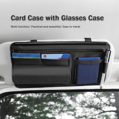 Étui Rigide Pour Lunettes De Voiture - Fixation Pare-soleil, Fermeture Pression, Noir