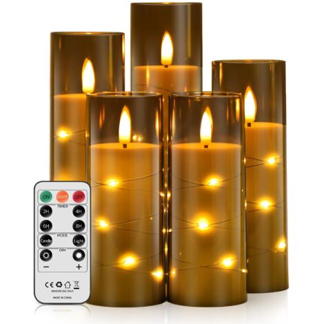 Lot de 6 bougies coniques LED sans flamme, télécommande et minuterie, flamme vacillante, 2×25 cm beige, déco Noël, mariage, dîner | Leroy Merlin Lot de 6 bougies coniques LED sans flamme, télécommande et minuterie, flamme vacillante, 2×25 cm beige, déco Noël, mariage, dîner | Leroy Merlin