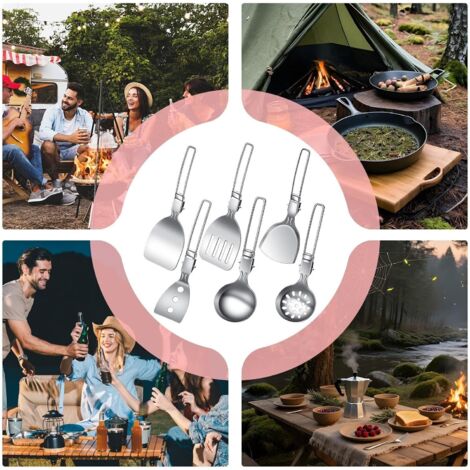 Set De 3 Couverts Camping En Inox : Cuillère-fourchette Multifonction Pour Repas En Plein Air
