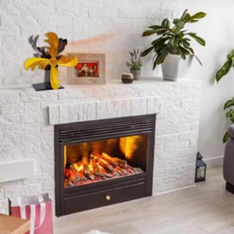 Ventilateur De Cheminée Auto-alimenté 8 Pales - Silencieux, Améliore La Diffusion De Chaleur - Noir, Aluminium