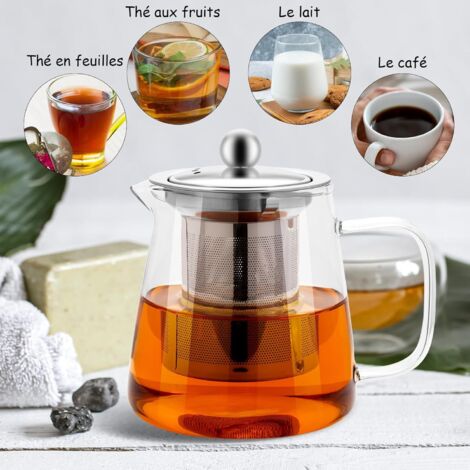 Théière En Verre Borosilicate Avec Infuseur – 550 Ml – Forme Carrée – Transparente – Va Au Lave-vaisselle Et Sur Feux - 5