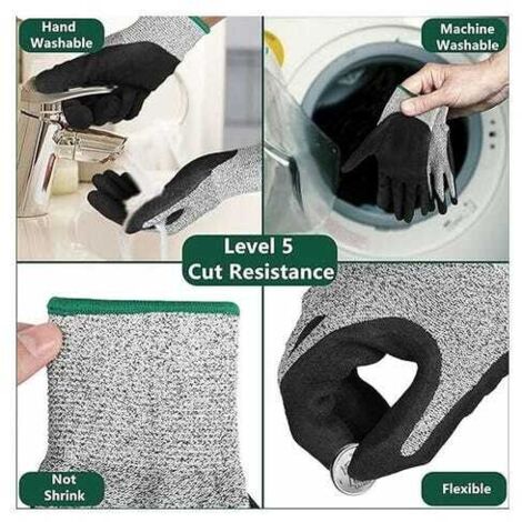 Gants Anti-Coupure Niveau 5 Kevlar - Gants Cuisine Jardinage Bricolage Haute Protection Taille M
