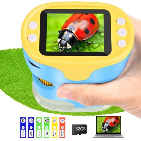 Microscope Portable Enfant 1000x Avec Écran LCD 2" + Carte SD 32 Go Incluse – Idéal Pour Les Petits Explorateurs !