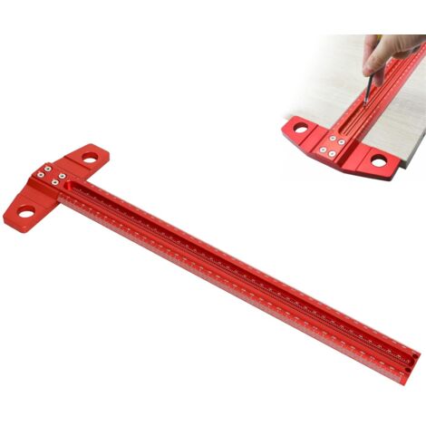 Outils de travail du bois de précision, règle de type T, jauge de marquage en aluminium pour le travail du bois de verre en alliage d'aluminium, outil de marquage de menuiserie (TS-400 mm)