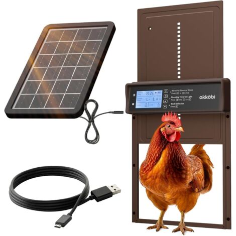Porte Automatique Poulailler Solaire - Ecran LCD - Télécommande, capteur de lumière et minuterie - Sécurité et tranquillité d'esprit : Fonction Anti-pincement - Protection 5 Ans