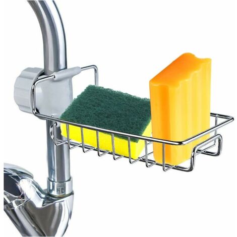Porte Eponge Evier Cuisine, Porte-éponge en Acier Inoxydable, Multifonctionnel pour évier de Cuisine, Organisateur d'évier, Plateau égouttoir à Vaisselle, Porte-Savon Support Eponge Evier Cuisine