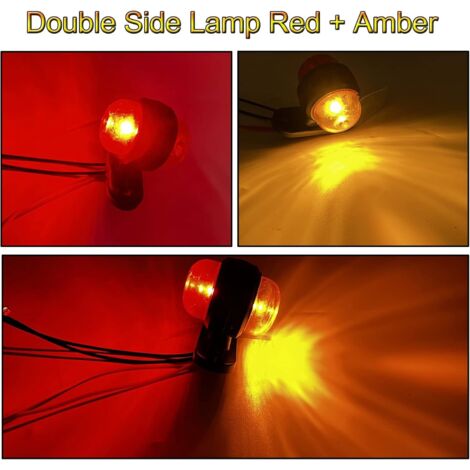 Lot De 2 Feux De Gabarit Latéraux LED Double Face 12V/24V - Blanc/Rouge + Orange - Étanche IP67 - Pour Voiture, Camion, Remorque, Caravane, SUV