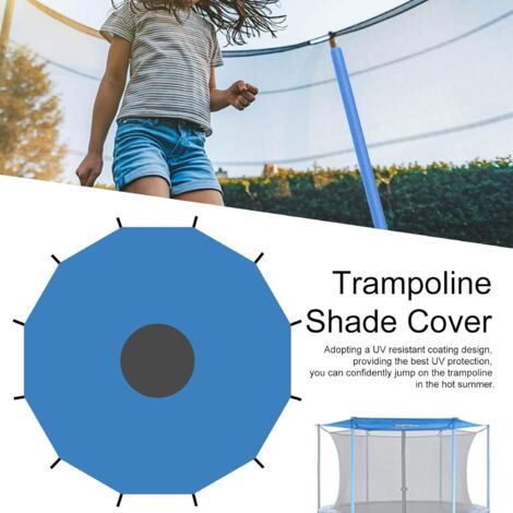 Housse Ombrage Trampoline 183-427 Cm – Toit Pare-Soleil Anti-UV Imperméable – Protection Oxford Argenté
