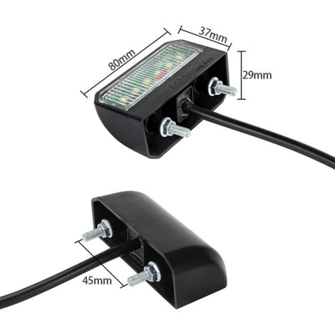 2 x LED Feux de plaque d'immatriculation Lampes Noir 12 V 24 V type E pour camion remorque benne van Camper Camion caravane Bus