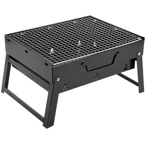 Barbecue Portable Mini Barbecue à Charbon Pliable BBQ Grill Barbecue Démontable de Table 35 x 17x 23 cm pour Jardin Balcon Voyage Camping - Noir