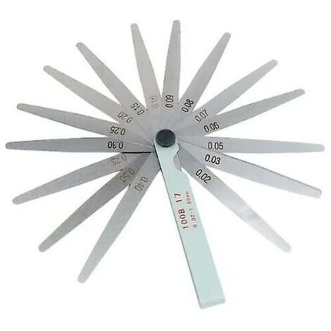 Jauge d'épaisseur en acier métrique à 17 lames 0,02-1,0 mm Outil de mesure de bougie d'allumage Cisea