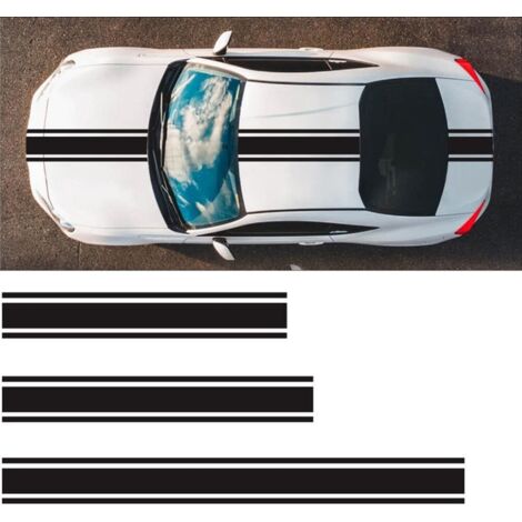 Autocollant de capot de voiture à rayures de course, autocollant en vinyle imperméable à rayures pour coffre de voiture, autocollant graphique de couverture de bande décorative de voiture 3 pièces