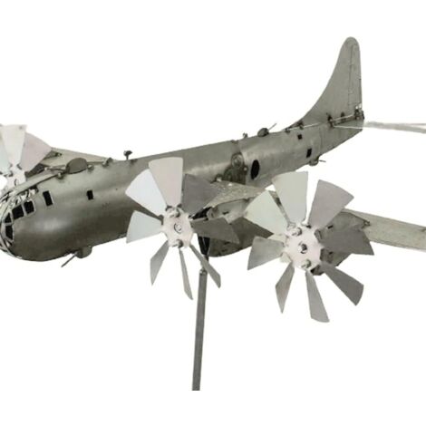 Girouette de jardin en métal argenté – Moulin à vent rotatif pour décoration extérieure – Résistant aux intempéries – Design aéronautique