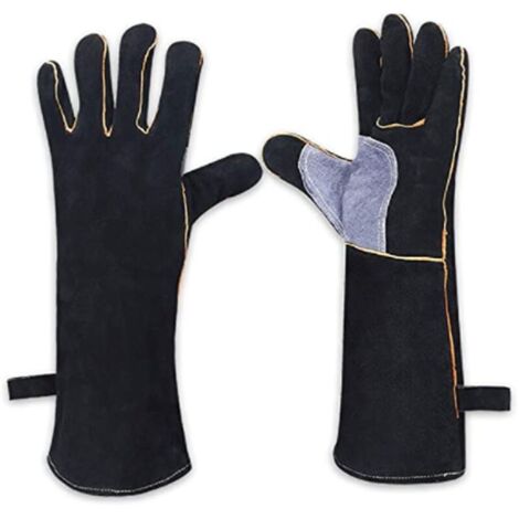 Gants de soudeur cuir de vachette 40 x 14,5 cm – Résistants à la chaleur jusqu'à 932°F – Pour soudage, barbecue et jardinage