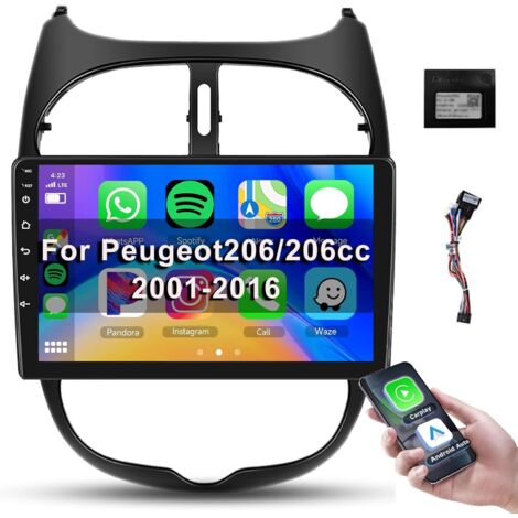 【1+32G】Carplay Android Autoradio pour Peugeot 206 206cc Citroen C2 2001-2016, 2 Din Autoradio Bluetooth/GPS/WiFi/HiFi/RDS Radio/2 USB/SWC, 9 Pouces Autoradio Ecran Tactil + Canbus