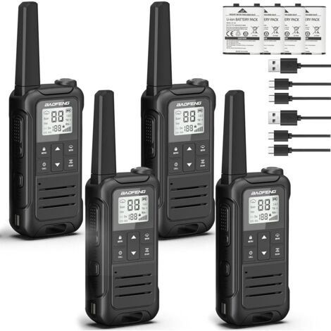 Walkie Talkies Long Range pour Adulte, Baofeng Portable FRS Radio Rechargeable Walkie Talkie Portable Radio bidirectionnelle 1400mAh Batterie Li-ion Câble USB-C NOAA VOX Walkie Talky pour Camping Rand