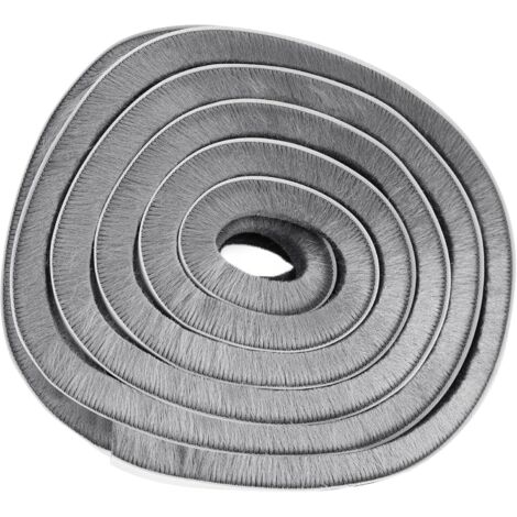 Joint brosse pour porte coulissante 12M x 9mm x 15mm – Isolation phonique et thermique – Adhésion forte – Pour interstices 4,5 à 8mm