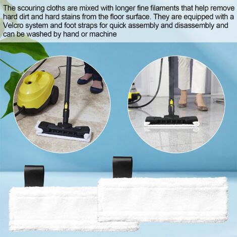 Kit 6 Accessoires Microfibre Compatible Kärcher SC2 SC3 SC4 SC5 - 3 Bonnettes + 3 Serpillières EasyFix