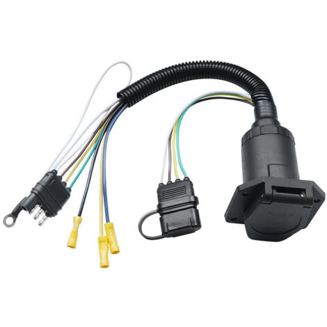 Adaptateur de remorque automatique 4 à 7 voies, prise de lame de remorque 7 noyaux, 6-24 V 4 à 7 voies adaptateur plat de remorque prise convertisseur connecteur de fil adapté pour barre de remorquage