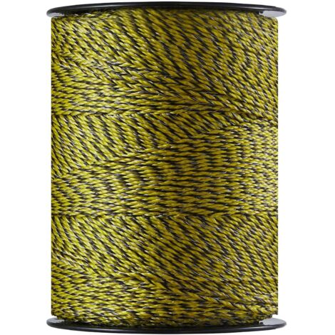 Fil de Clôture Électrique, 400 m, Corde en Fibre PEHD Tissée et 6 Brins de Fil Acier Inox, Diamètre 3 mm, Conductivité Fiable, Résistant à Rouille, Corde de Clôture pour Chevaux, Bovins, Bétail